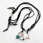 Necklace - Triple Leather w/ 3 Drops - Sterling/Leather/Pearl/Turquoise