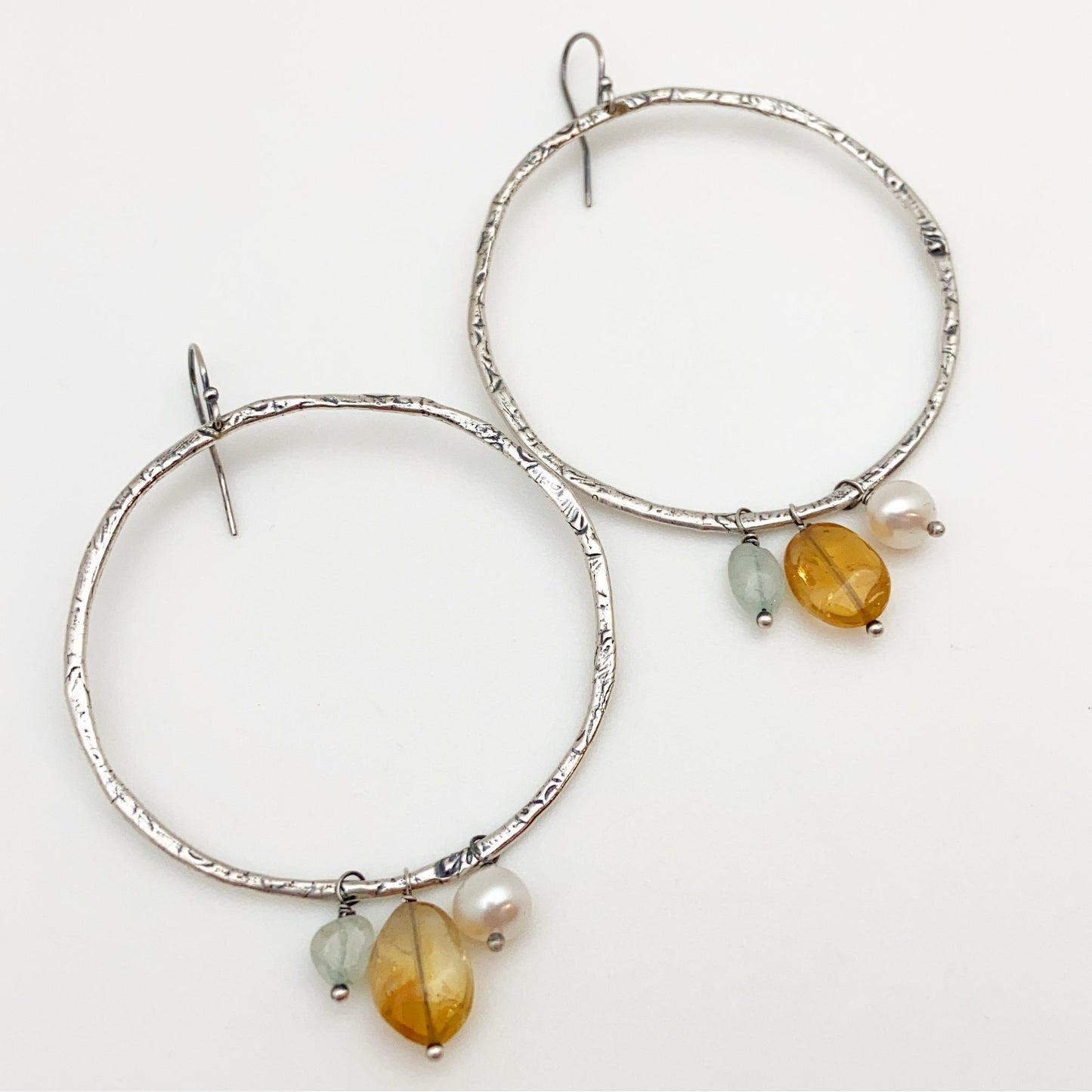 Earrings - Hoops with Gemstones - Sterling