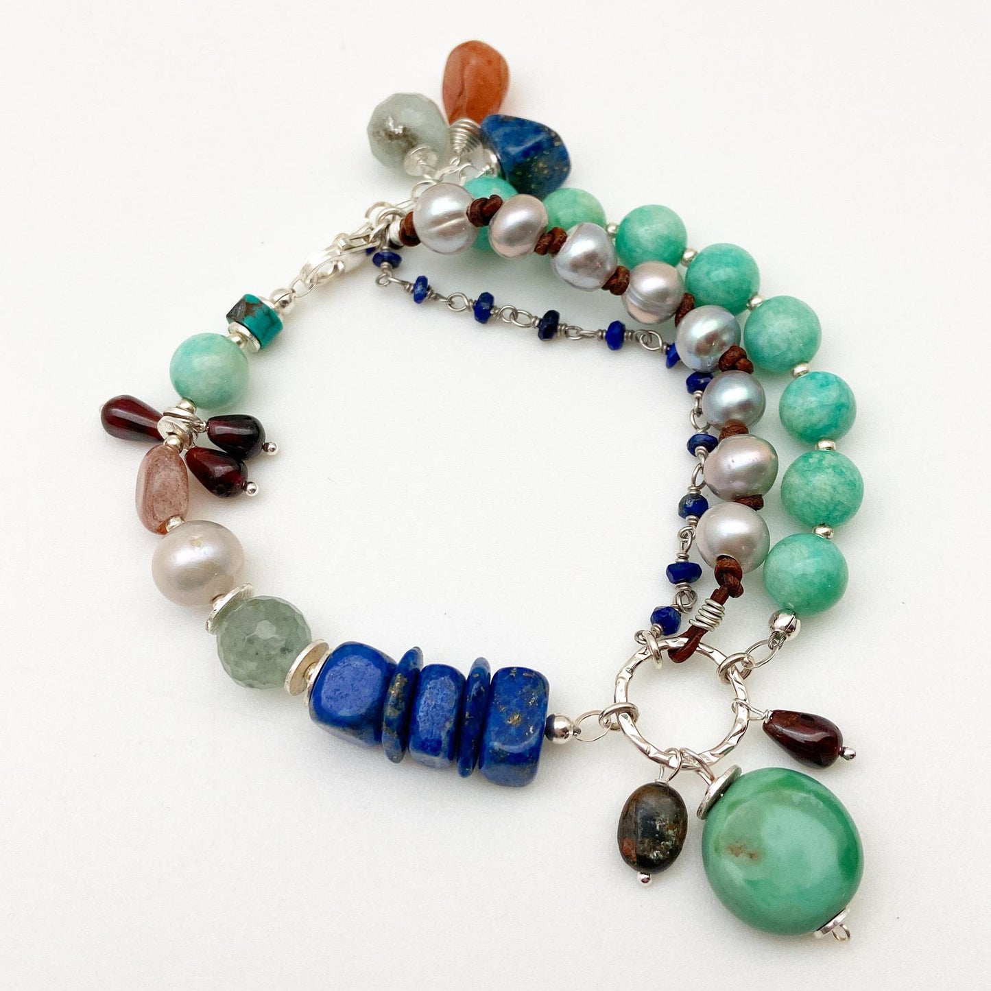 Bracelet - "Grounded" - Turquoise, Amazonite, and Lapis Lazuli
