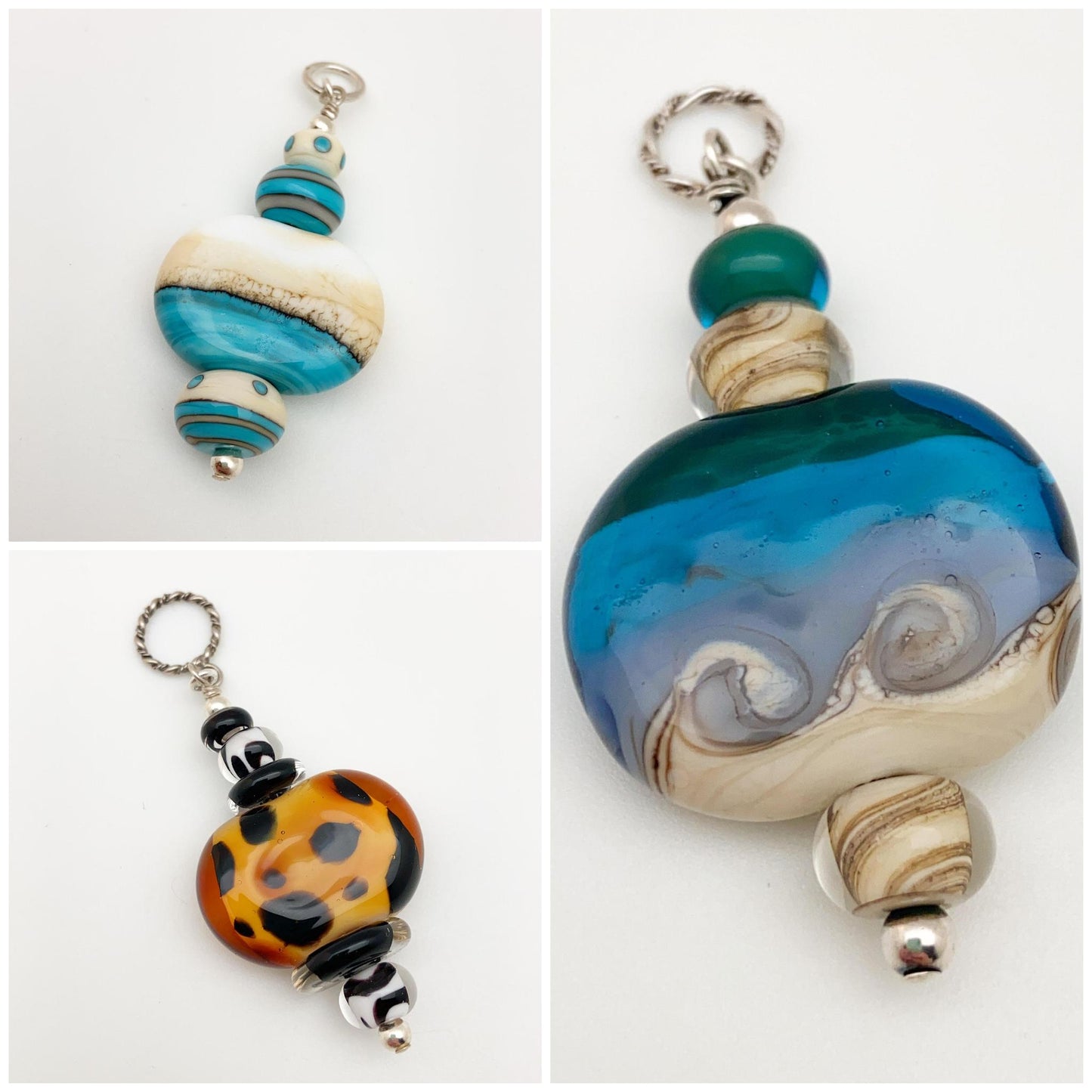 Pendant - Flat and Multicolored - Handmade Glass Beads