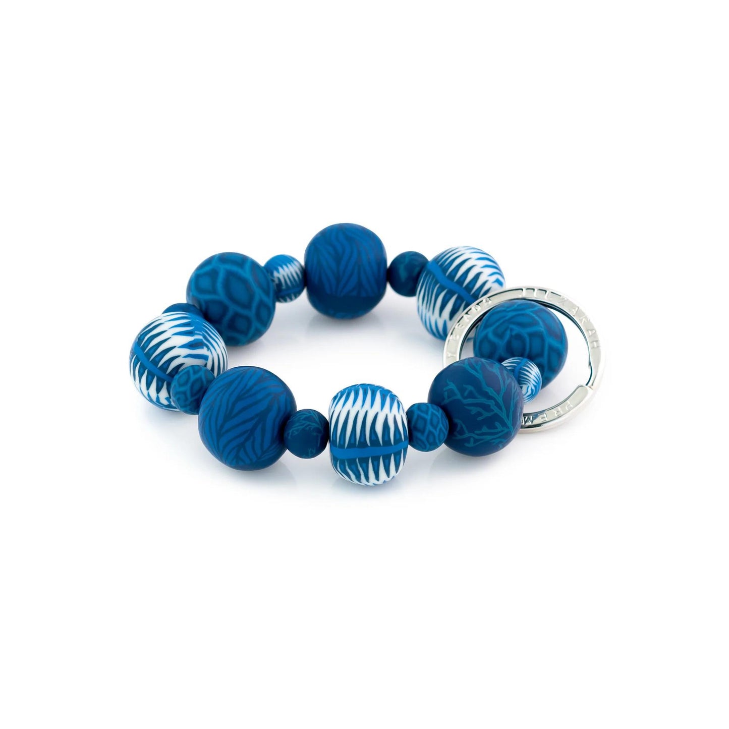Bracelet Keychain - All The Blues - Polymer Clay