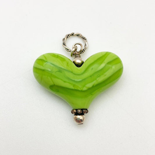 Pendant - "All The Greens" - Handmade Glass Heart