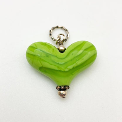 Pendant - "All The Greens" - Handmade Glass Heart