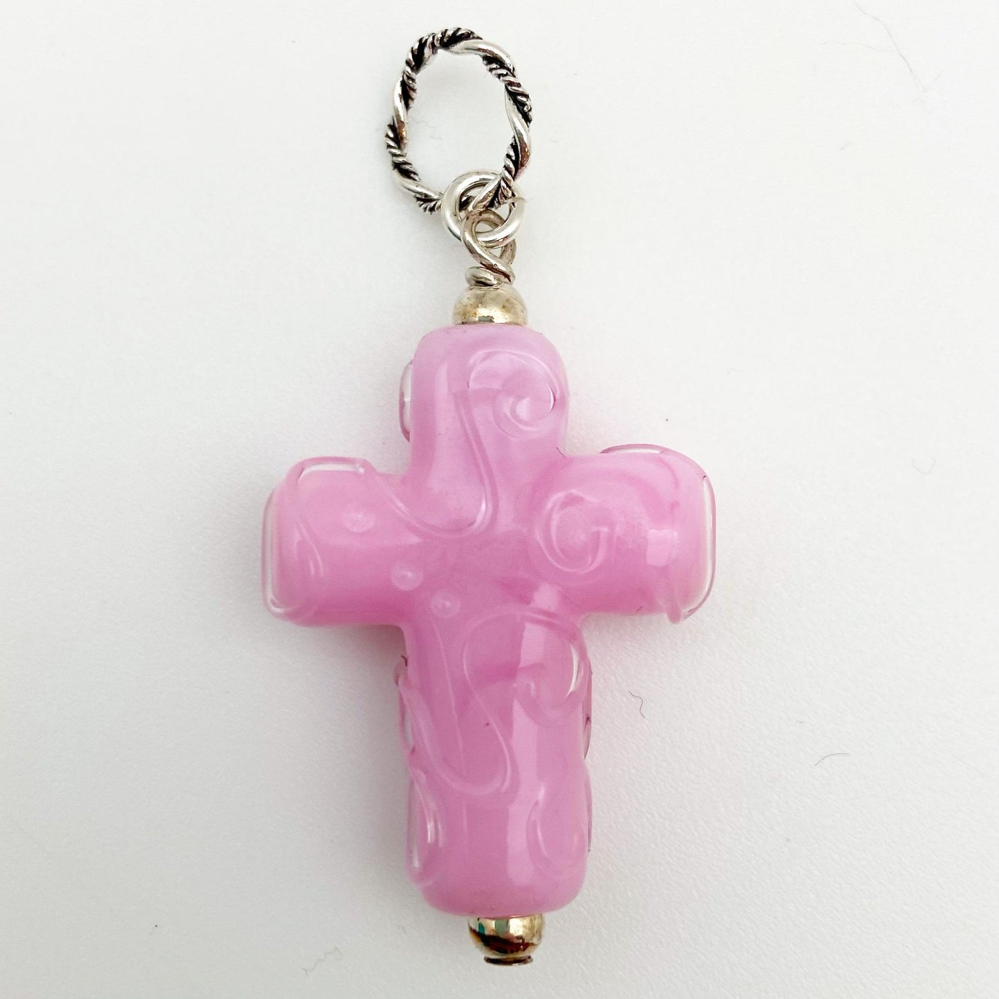 Pendant - Glass w/ Swirl Cross - Large